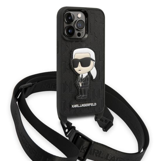 Apple iPhone 14 Pro Max Kılıf Karl Lagerfeld Boyun Askılı Karl Dizayn Kapak