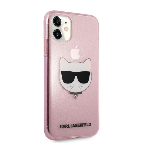 Apple iPhone 11 Kılıf Karl Lagerfeld Transparan Choupette Head Dizayn Kapak