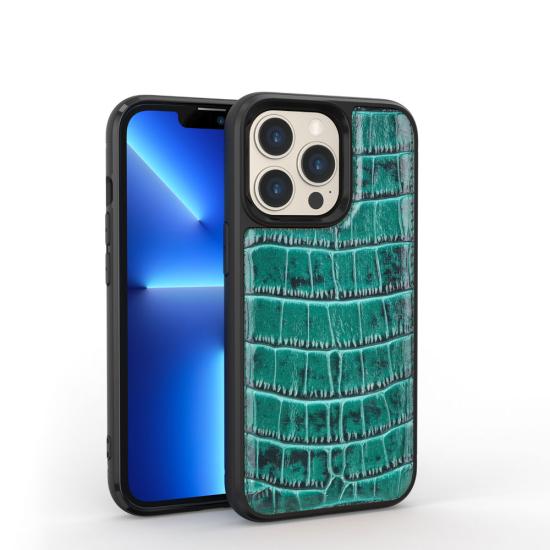 Apple iPhone 13 Pro Kılıf Wiwu Croco Pattern Calfskin Orjinal Deri Kapak