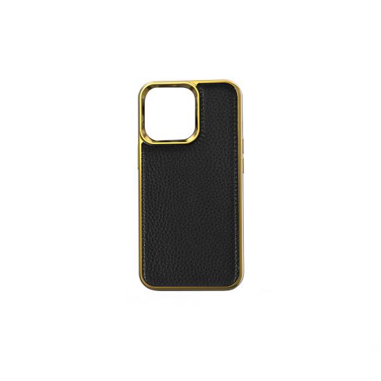 Apple iPhone 13 Kılıf Wiwu Genuine Leather Gold Calfskin Orjinal Deri Kapak