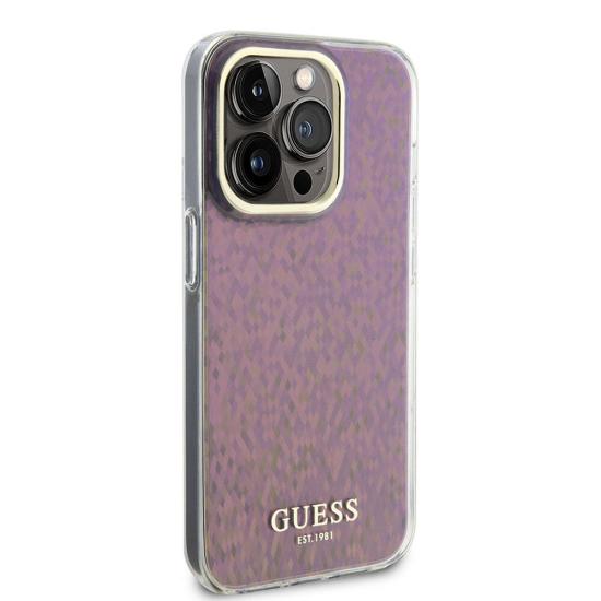 Apple iPhone 15 Pro Kılıf Guess Orjinal Lisanslı Yazı Logolu Mirror Disco Kapak