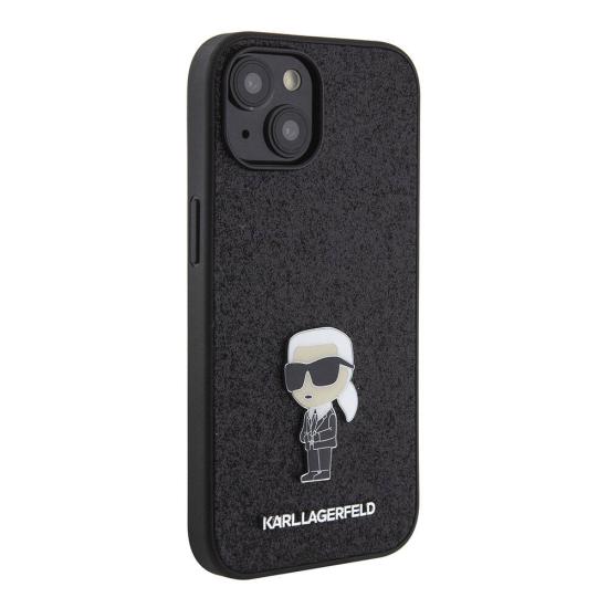 Apple iPhone 15 Plus Kılıf Karl Lagerfeld İkonik Fixed Glitter Metal Logo Orjinal Lisanslı Kapak