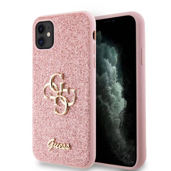 Apple iPhone 11 Kılıf Guess Orjinal Lisanslı 4G Büyük Metal Logolu Glitter Kapak